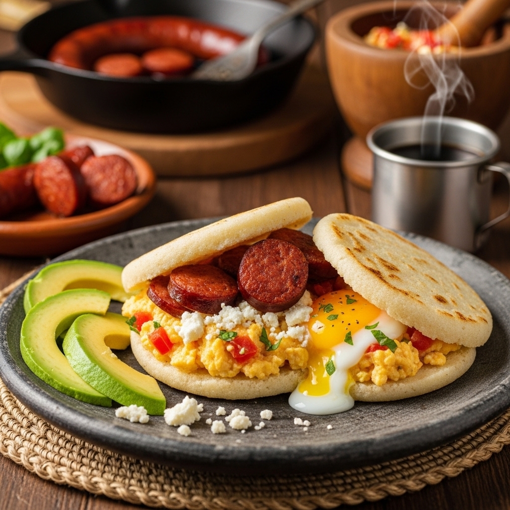 Arepa Redonda Antioqueña con Chorizo